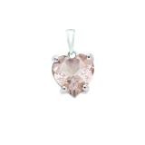 0.65 Carat (ctw) 14K White Gold Heart Cut Morganite Ladies Heart Shaped Pendant