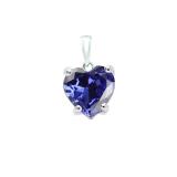 0.65 Carat (ctw) 10K White Gold Heart Cut Tanzanite Ladies Heart Shaped Pendant