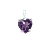 0.65 Carat (ctw) 10K White Gold Heart Cut Amethyst Ladies Heart Shaped Pendant