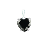 1.00 Carat (ctw) 10K White Gold Heart Cut Black Sapphire Ladies Heart Shaped Pendant