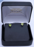 1.00 Carat (ctw) 14K White Gold Heart Shape Natural Peridot Ladies Stud Earrings 1 CT