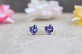 1.00 Carat (ctw) 18K White Gold Heart Shape Natural Tanzanite Ladies Stud Earrings 1 CT