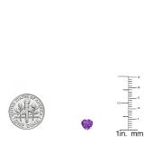 1.00 Carat (ctw) 18K White Gold Heart Shape Natural Amethyst Ladies Stud Earrings 1 CT
