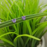 1.00 Carat (ctw) 18K White Gold Heart Shape Natural Amethyst Ladies Stud Earrings 1 CT