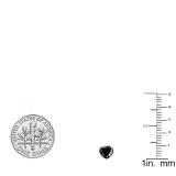 1.00 Carat (ctw) 18K White Gold Heart Shape Natural Black Sapphire Ladies Stud Earrings 1 CT