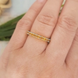 0.85 Carat (ctw) 10K White Gold Round Orange Citrine Eternity Sizeable Stackable Ring Anniversary Wedding Band 3/4 CT