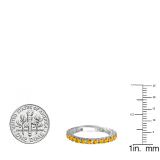 0.85 Carat (ctw) 10K White Gold Round Orange Citrine Eternity Sizeable Stackable Ring Anniversary Wedding Band 3/4 CT