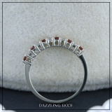 0.33 Carat (ctw) 14K White Gold Round Garnet & White Diamond Anniversary Stackable Wedding Band 1/3 CT