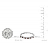 0.33 Carat (ctw) 14K White Gold Round Garnet & White Diamond Anniversary Stackable Wedding Band 1/3 CT