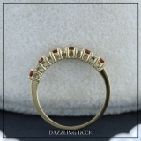 0.33 Carat (ctw) 14K Yellow Gold Round Garnet & White Diamond Anniversary Stackable Wedding Band 1/3 CT