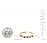 0.33 Carat (ctw) 14K Yellow Gold Round Garnet & White Diamond Anniversary Stackable Wedding Band 1/3 CT