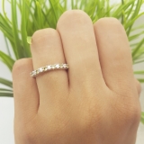 0.33 Carat (ctw) 18K White Gold Round Peridot & White Diamond Anniversary Stackable Wedding Band 1/3 CT