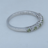 0.33 Carat (ctw) 18K White Gold Round Peridot & White Diamond Anniversary Stackable Wedding Band 1/3 CT