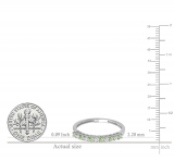 0.33 Carat (ctw) 18K White Gold Round Peridot & White Diamond Anniversary Stackable Wedding Band 1/3 CT