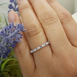 0.33 Carat (ctw) 14K White Gold Round Tanzanite & White Diamond Anniversary Stackable Wedding Band 1/3 CT