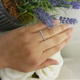 0.33 Carat (ctw) 14K White Gold Round Tanzanite & White Diamond Anniversary Stackable Wedding Band 1/3 CT