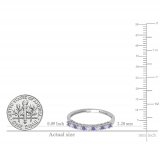 0.33 Carat (ctw) 14K White Gold Round Tanzanite & White Diamond Anniversary Stackable Wedding Band 1/3 CT