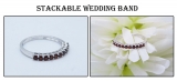 0.33 Carat (ctw) 14K White Gold Round Garnet Anniversary Stackable Wedding Band 1/3 CT
