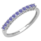 0.33 Carat (ctw) 18K White Gold Round Tanzanite Anniversary Stackable Wedding Band 1/3 CT
