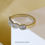 0.28 Carat (ctw) 10K Yellow Gold Round Aquamarine & White Diamond Ladies Bridal Stackable Anniversary Wedding Band Swirl Ring 1/4 CT