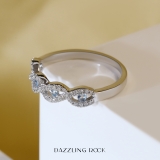 0.28 Carat (ctw) 18K White Gold Round Aquamarine & White Diamond Ladies Bridal Stackable Anniversary Wedding Band Swirl Ring 1/4 CT