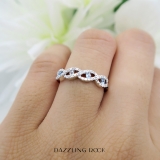 0.28 Carat (ctw) 18K White Gold Round Aquamarine & White Diamond Ladies Bridal Stackable Anniversary Wedding Band Swirl Ring 1/4 CT