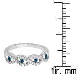 0.28 Carat (ctw) 18K White Gold Round Blue & White Diamond Ladies Bridal Stackable Anniversary Wedding Band Swirl Ring 1/4 CT