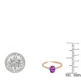 0.75 Carat (ctw) 10K Rose Gold Oval Cut Amethyst & Round White Diamond Ladies Bridal Promise Engagement Ring 3/4 CT