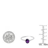 0.75 Carat (ctw) 10K White Gold Oval Cut Amethyst & Round White Diamond Ladies Bridal Promise Engagement Ring 3/4 CT