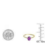 0.75 Carat (ctw) 10K Yellow Gold Oval Cut Amethyst & Round White Diamond Ladies Bridal Promise Engagement Ring 3/4 CT