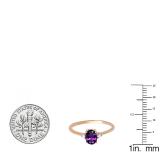 0.75 Carat (ctw) 18K Rose Gold Oval Cut Amethyst & Round White Diamond Ladies Bridal Promise Engagement Ring 3/4 CT