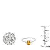 0.75 Carat (ctw) 10K White Gold Oval Cut Citrine & Round White Diamond Ladies Bridal Promise Engagement Ring 3/4 CT