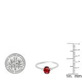 0.75 Carat (ctw) 10K White Gold Oval Cut Garnet & Round White Diamond Ladies Bridal Promise Engagement Ring 3/4 CT