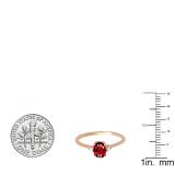 0.75 Carat (ctw) 18K Rose Gold Oval Cut Garnet & Round White Diamond Ladies Bridal Promise Engagement Ring 3/4 CT