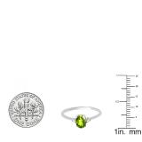 0.75 Carat (ctw) 10K White Gold Oval Cut Peridot & Round White Diamond Ladies Bridal Promise Engagement Ring 3/4 CT
