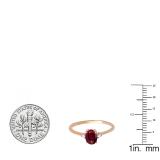0.75 Carat (ctw) 10K Rose Gold Oval Cut Ruby & Round White Diamond Ladies Bridal Promise Engagement Ring 3/4 CT