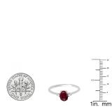 0.75 Carat (ctw) 10K White Gold Oval Cut Ruby & Round White Diamond Ladies Bridal Promise Engagement Ring 3/4 CT