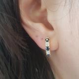 1.00 Carat (ctw) 10K Yellow Gold Round Blue Sapphire & White Diamond Ladies Huggies Hoop Earrings 1 CT