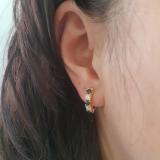 1.00 Carat (ctw) 10K Yellow Gold Round Blue Sapphire & White Diamond Ladies Huggies Hoop Earrings 1 CT