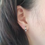 1.00 Carat (ctw) 10K Yellow Gold Round Blue Sapphire & White Diamond Ladies Huggies Hoop Earrings 1 CT