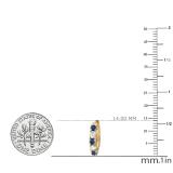 1.00 Carat (ctw) 10K Yellow Gold Round Blue Sapphire & White Diamond Ladies Huggies Hoop Earrings 1 CT