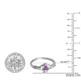 0.15 Carat (Ctw) 10k White Gold Round Amethyst & White Diamond Ladies Bridal Promise Irish Love And Friendship Band Claddagh Heart Shape Ring