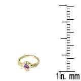 0.15 Carat (Ctw) 10k Yellow Gold Round Amethyst & White Diamond Ladies Bridal Promise Irish Love And Friendship Band Claddagh Heart Shape Ring