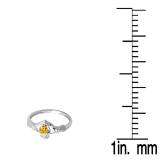 0.15 Carat (Ctw) 10k White Gold Round Citrine & White Diamond Ladies Bridal Promise Irish Love And Friendship Band Claddagh Heart Shape Ring