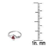 0.15 Carat (Ctw) 10k White Gold Round Garnet & White Diamond Ladies Bridal Promise Irish Love And Friendship Band Claddagh Heart Shape Ring