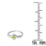 0.15 Carat (Ctw) 10k White Gold Round Peridot & White Diamond Ladies Bridal Promise Irish Love And Friendship Band Claddagh Heart Shape Ring