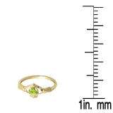 0.15 Carat (Ctw) 10k Yellow Gold Round Peridot & White Diamond Ladies Bridal Promise Irish Love And Friendship Band Claddagh Heart Shape Ring