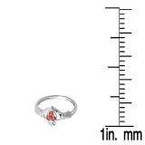 0.15 Carat (Ctw) 10k White Gold Round Ruby & White Diamond Ladies Bridal Promise Irish Love And Friendship Band Claddagh Heart Shape Ring