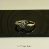0.15 Carat (Ctw) 10k Yellow Gold Round Tanzanite & White Diamond Ladies Bridal Promise Irish Love And Friendship Band Claddagh Heart Shape Ring