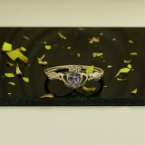 0.15 Carat (Ctw) 10k Yellow Gold Round Tanzanite & White Diamond Ladies Bridal Promise Irish Love And Friendship Band Claddagh Heart Shape Ring
